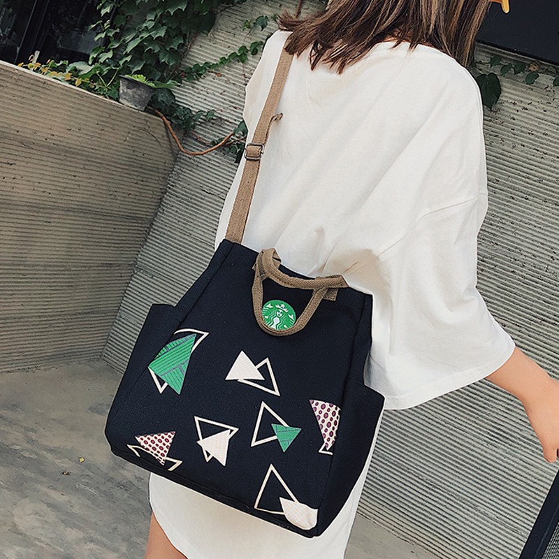 Tote Bag Kanvas Pria Wanita Trendy Camera Besar Pakai Resleting   BZ38  Tas Starbucks - Tote Bag