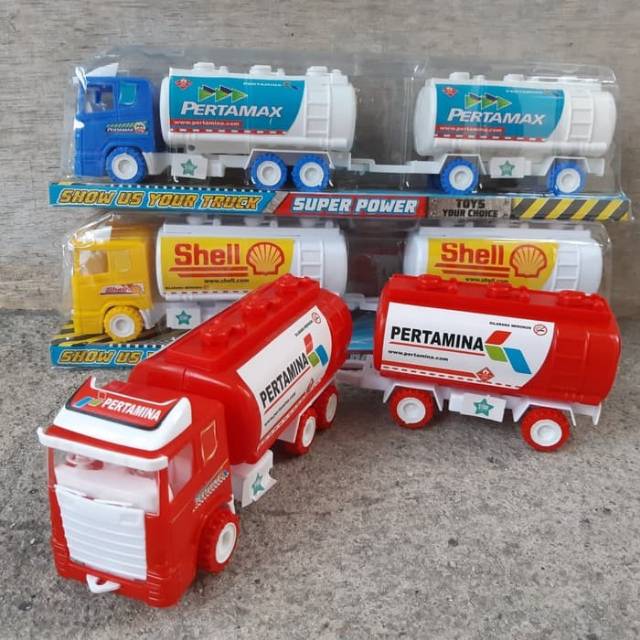 Mainan mobil truck gandeng minyak edukatif anak truk tanki 