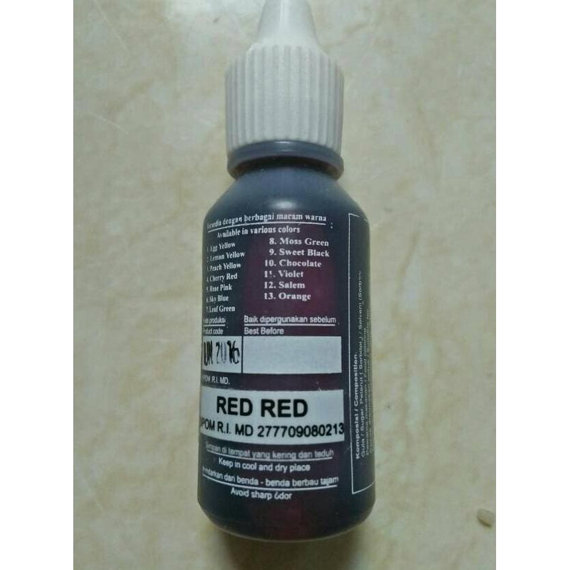 

Toko-Bahan-Kue- Pewarna Red Red/Liquid Icing+Cross 20Gr+Untuk Makanan Dan Minuman -Terlengkap-