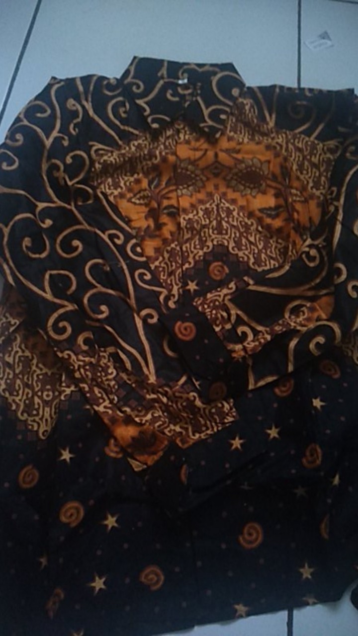 Trolistore Grosir Kemeja Batik Pria Lengan Panjang Motif Bintang Ulir Cowok Seragam Batik Pekalongan