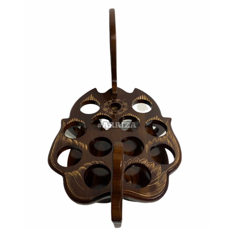 TEMPAT AQUA GELAS KAYU JATI MODEL AYAM JAGO BERDIRI