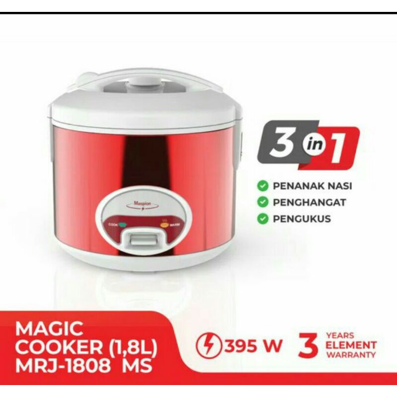 Rice cooker maspion Mjr 1808 stainless steel merah