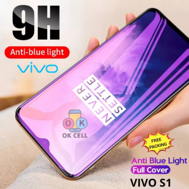 Tempered Glass Anti Blue Light VIVO S1 2019 TG Anti Gores Blue Ray Radiasi Full Layar Screen Guard