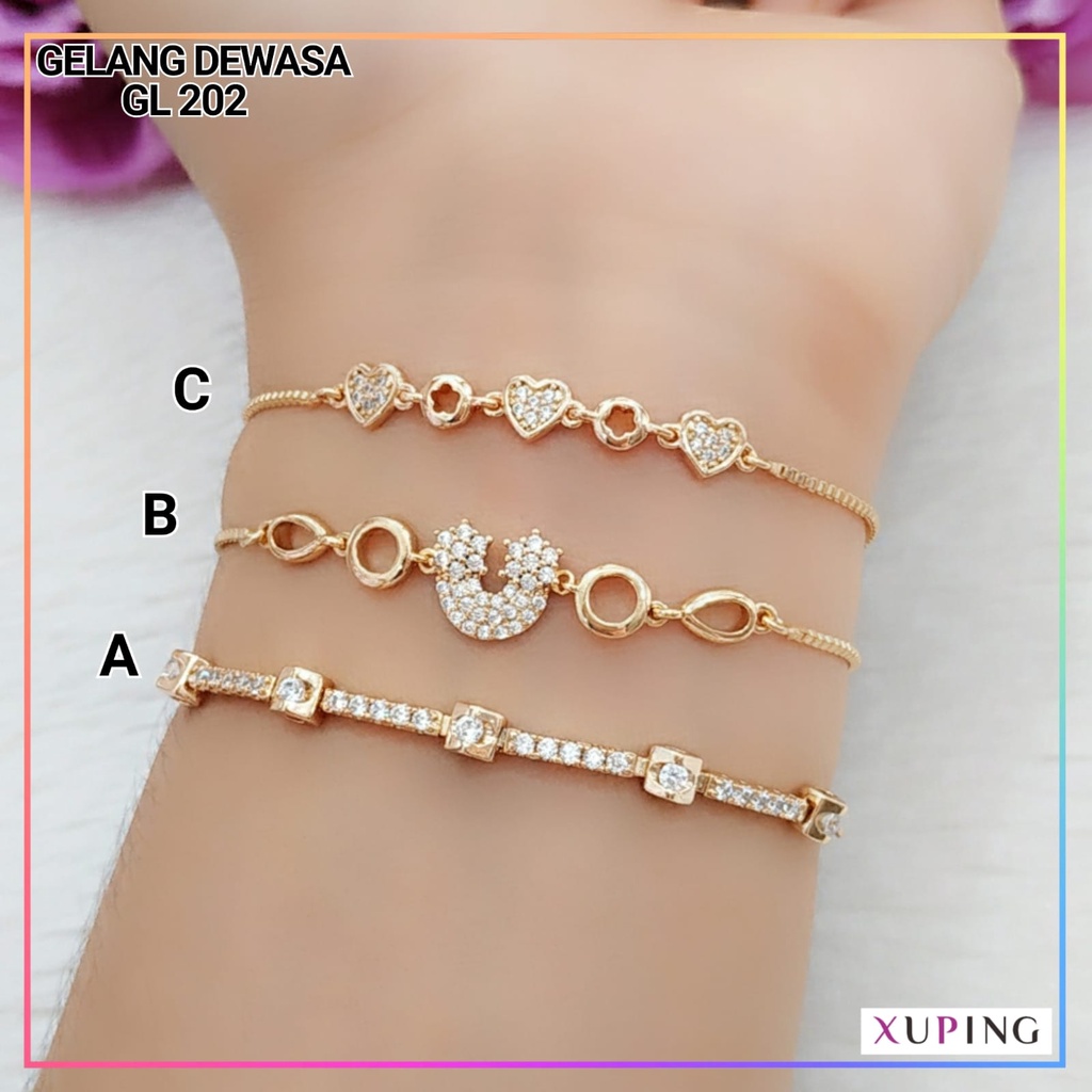 Gelang xuping gelang Serut wanita dewasa permata love ori xuping premium perhiasan lapis emas gold GL 202