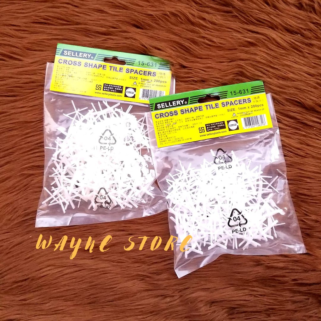 CROSS SHAPE TILE SPACERS / PEMBATAS NAT KERAMIK 1 MM SELLERY 15-631