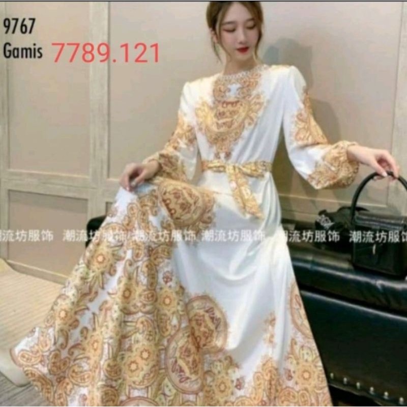 GAMIS KATUN BUNGA IMPORT / GAMIS KATUN ABSTRAK / GAMIS SATEN IMPORT