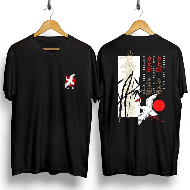 BAJU KAOS T SHIRT ATASAN DISTRO PRIA WANITA COWOK CEWEK GAMBAR TULISAN JEPANG JAPAN CINA CHINA ANGSA