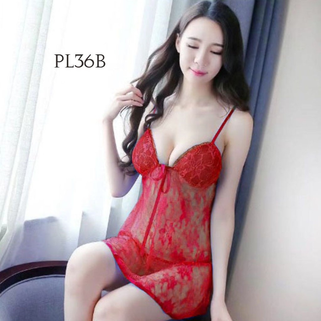 [PRODUK TERBATAS] LINGERIE SEXY BAJU TIDUR WANITA DEWASA SLEEPWEAR MERAH PL36B