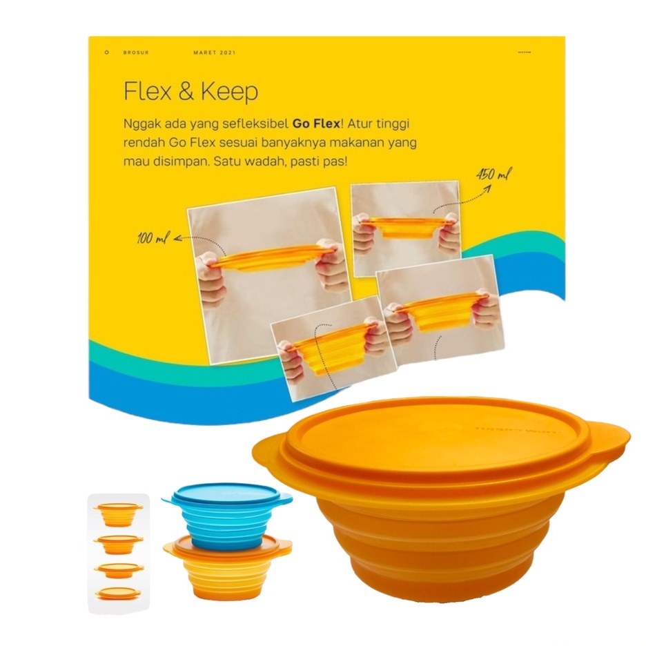 Tupperware GO FLEX/ Tempat makan unik Tupperware bisa dilipat Uk. 700ml