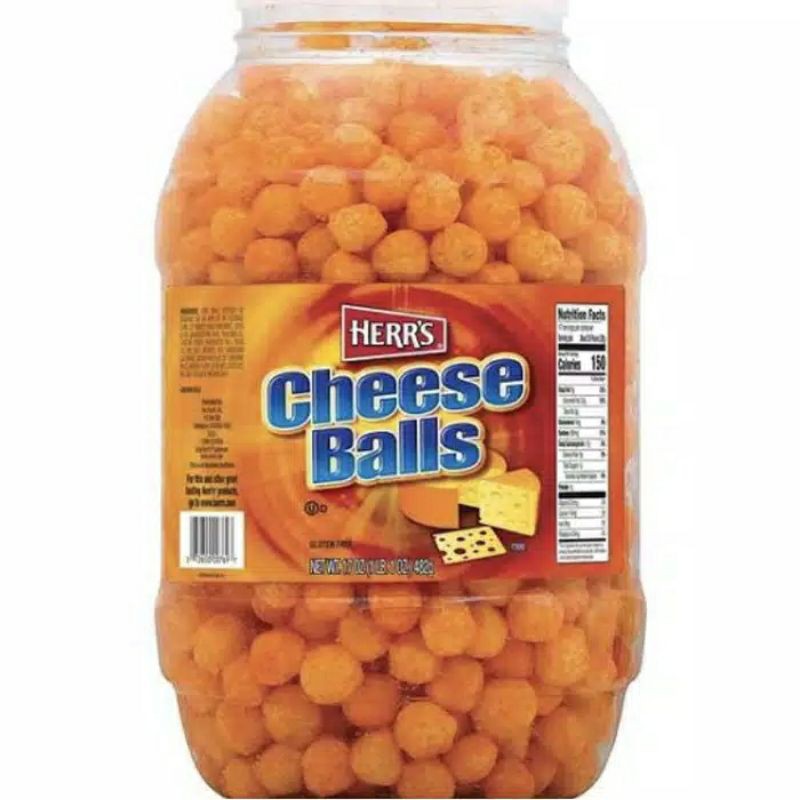 

Herr's Cheese Balls Barrel 482g Jumbo Size Snack Bola Keju Herrs USA