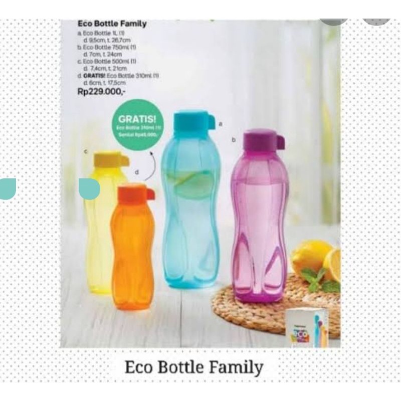 tupperware eco bottle  family - botol minum - tempat air - botol infus water