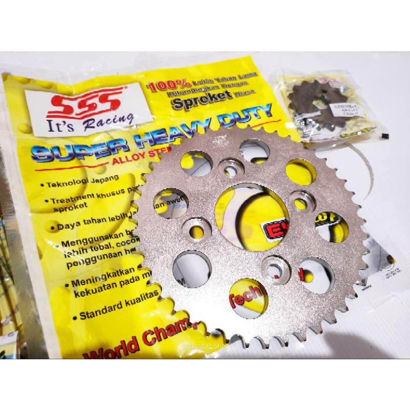 GEAR DEPAN BELAKANG 428 TEBAL SSS BUAT GSX 150 GSR R SR SUZUKI RACING GER GIR 428H BAJA ORIGINAL