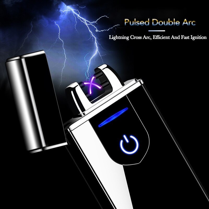 Korek Api Elektrik Pulse Plasma Cross Double Arc Lighter - JL613