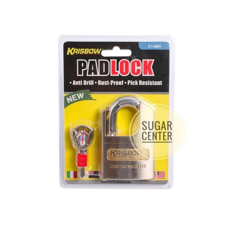 Krisbow Gembok Kuningan 60mm/Gembok Pagar/Gembok Pintu/Gembok Kendaraan/Gembok Pengaman