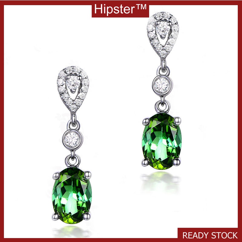 Hot Temperament Entry Lux Diamond Retro Green Crystal Earrings