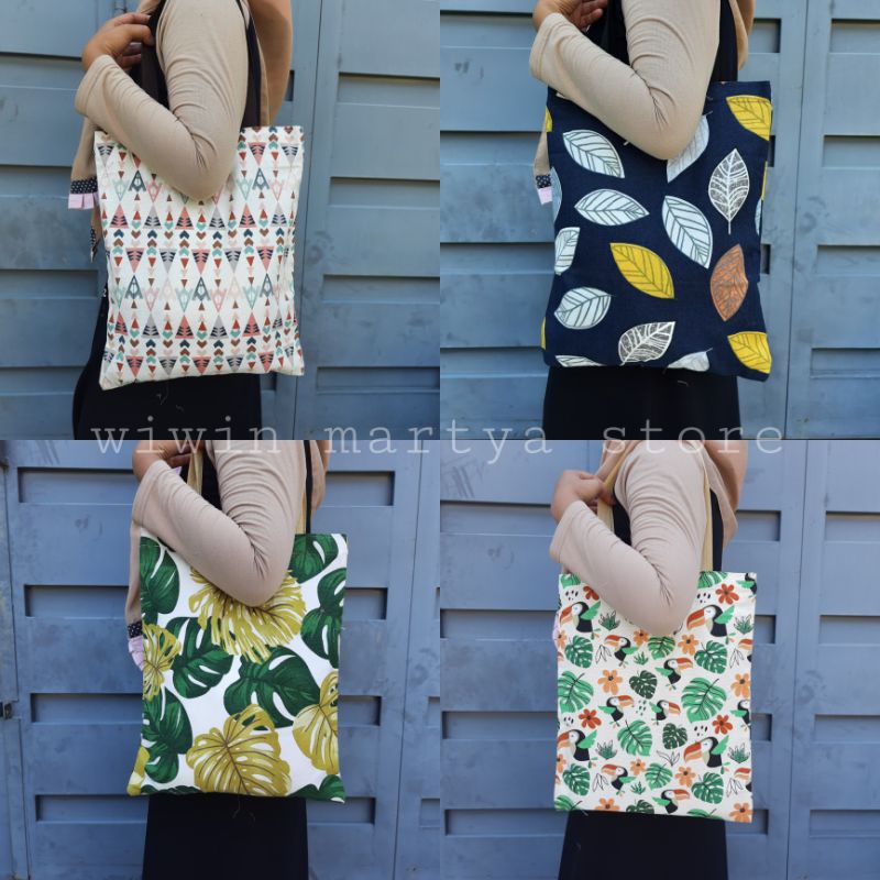 WMS TOTEBAG CANVAS MOTIF PREMIUM DEANGAN RESLETING BESI