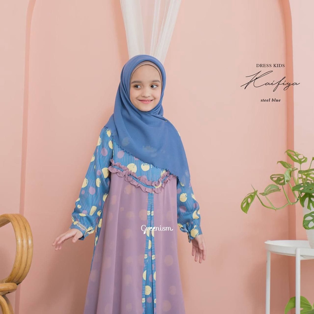 Greenism Gamis Anak Usia 1 - 10 Tahun  Kaifiya Quality Premium Dress - Gamis Kids Baju Muslim Anak Perempuan Pakaian Muslim Anak Perempuan