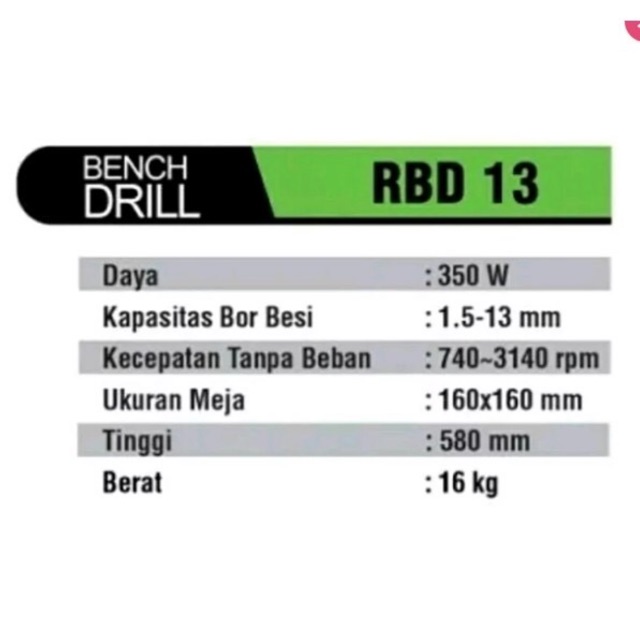 MESIN BOR DUDUK 13mm RYU BENCH DRILL 13mm RYU