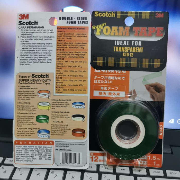 

Mudah Double Tape 3M Bening Transparan Scotch Ktd-12 Super Strong Kuat Terbatas