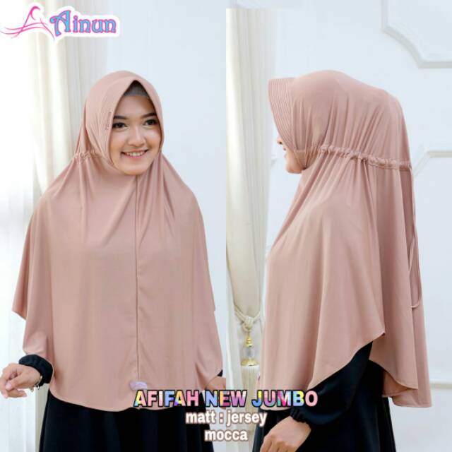 READY Bergo Afifah New Jumbo. Hijab serut polos by Ainun