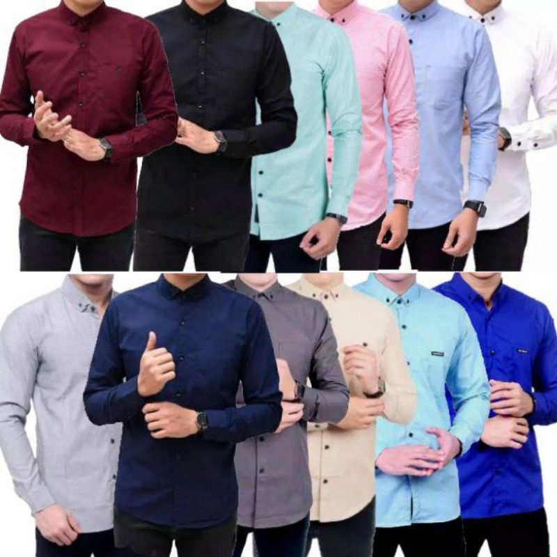 KEMEJA PRIA PANJANG SLIMFIT M L XL XL XXL XXXL