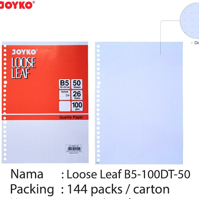 

Loose leaf Joyko B5 100 gsm 50 lembar DT/Titik