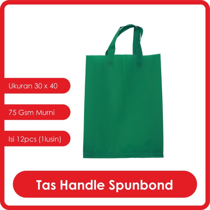 

NEW GOODIE BAG SPUNBOND HANDLE LUSINAN 30x40 / Tas Belanja (HIjau Tua)