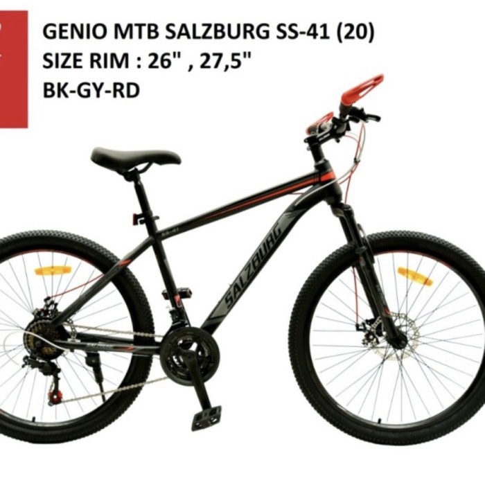 Sepeda gunung MTB 27.5 27,5 genio by united salzburg SS41 SS-41 SS 41 - BK GY RD