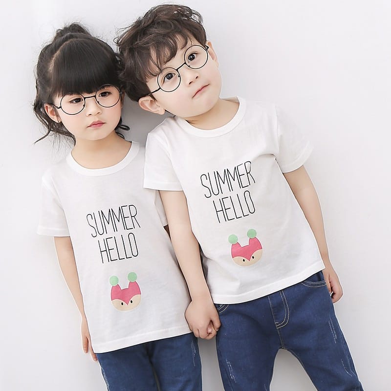 MYSTIQUE.ID-BAJU KAOS COUPLE SUMMER HELLO T-SHIRT LUCU DAN AESTHETIC