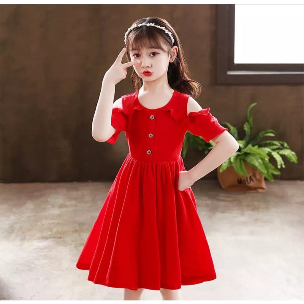 INV - DRESS KIDS SHOPIA / PINK / MERAH / TERBARU / ANGGUN / TERPOPULER