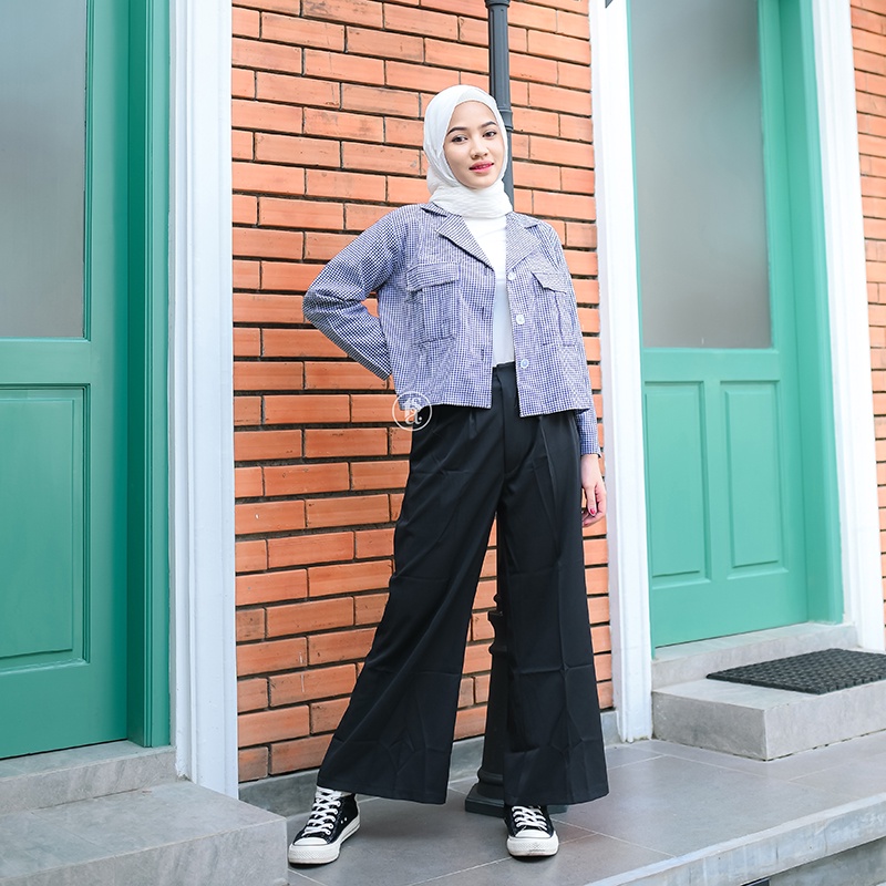XAVIA OUTER / BLAZER TARTAN / CROP OUTER KOTAK - KOTAK