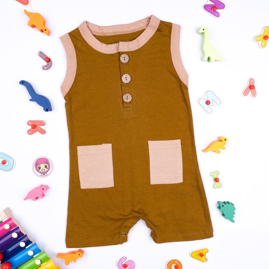 Lullaby Pocket Jumper Bayi 0-2 Tahun | Pocket Button Playsuit Romper Bodysuit Baju anak-6