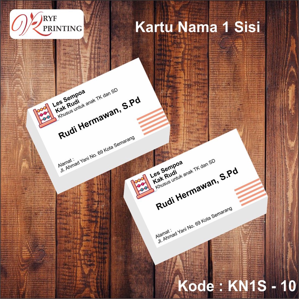 

KARTU NAMA 1 SISI