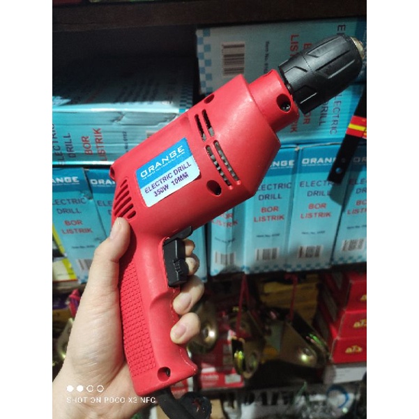 MESIN BOR  LISTRIK ORANGE 10MM KEYLESS VARIABLE / BOR ORANGE 10MM KEPALA CORDLESS BOLAK BALIK