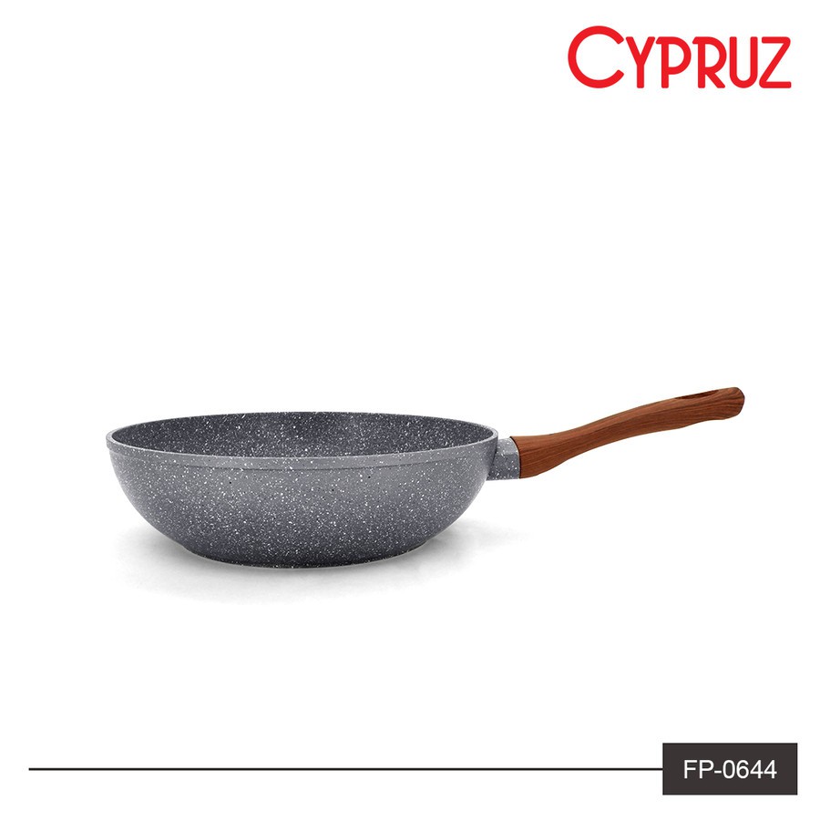 Cypruz FP-0644 Fry Wok Marble Bakelite Kayu 28cm