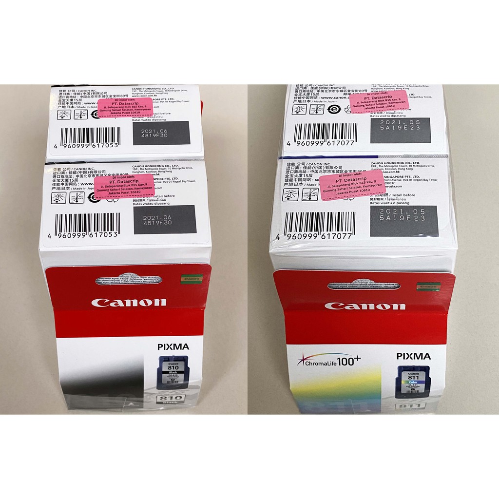 Cartridge/Tinta Canon PG 810 ★ Ori Black dan CL 811 Colour/Color ada stiker (ST) Catridge Original