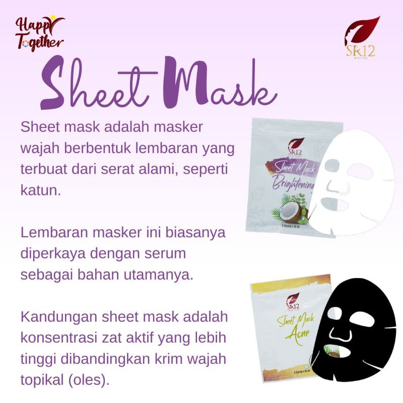 SHEET MASK SR12 / MASKER WAJAH / MASKER TOPENG
