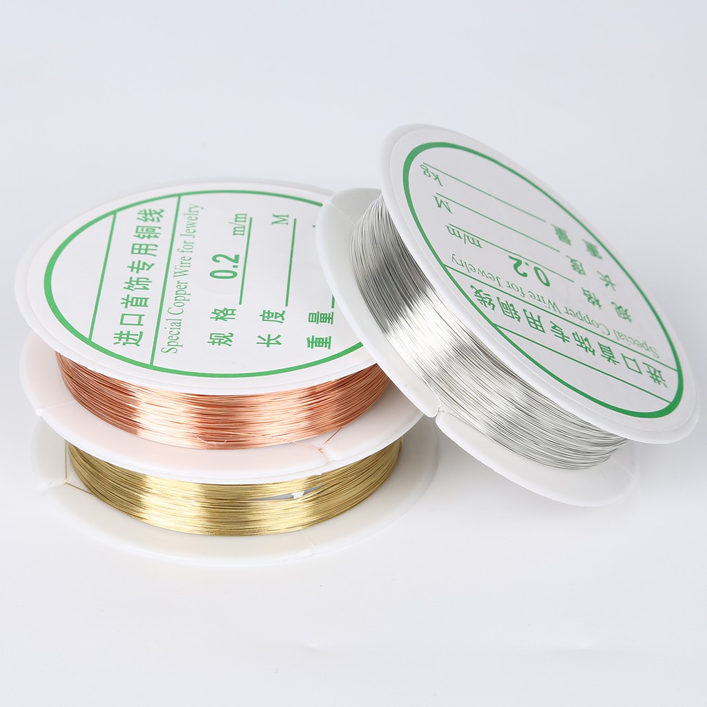 Kawat Tembaga Lapis Emas Ukuran 0.3/0.4/0.5/0.6/0.8mm 2.5/4.5/6.5/8/15m Untuk Membuat Perhiasan Diy