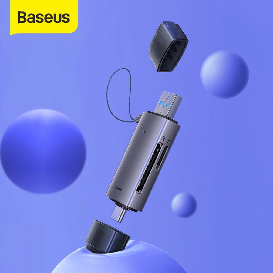 Baseus Card Reader USB 3.0 Type C to SD TF - High Speed 2 in 1 OTG Adapter - Garansi Resmi 6 Bulan