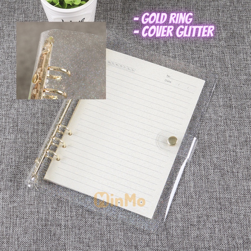 

[A5 A6] PREMIUM Binder Gold Ring dengan Cover Glitter yang Elegant 6 Ring Holes / Binder aesthetic Estetik/ Binder Nabung/Binder Logam Mulia