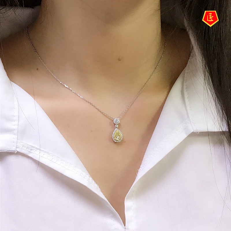 [Ready Stock]Luxury Group Zircon-Inlaid Pendant Citrine Pink Diamond Necklace for Women