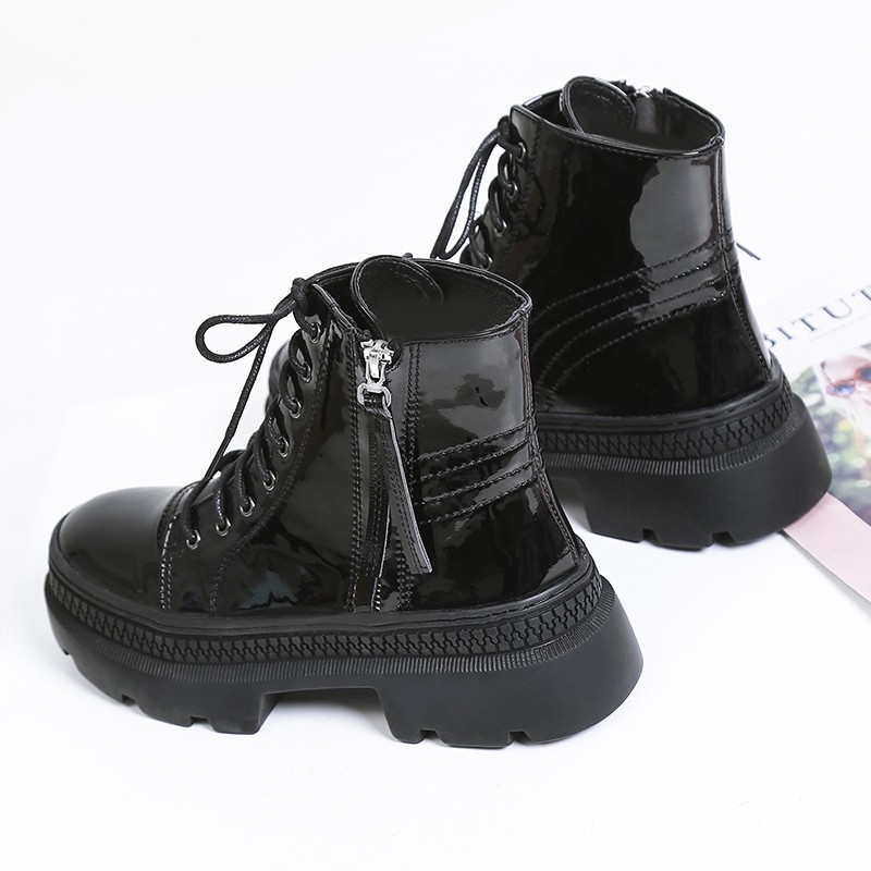 Sepatu Boots Martin Model British dengan Resleting Samping untuk Wanita 36-40 PU material upper