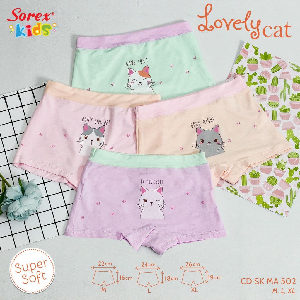 Celana Dalam Anak Perempuan SOREX MA 502 3IN1 Lovely Cat SBSKEBONSARI