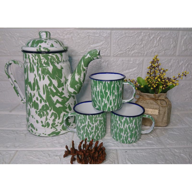 Teko Blirik Set Cangkir Kecil Teko Eskan Teko Jadul Teko Jadoel Teko Cangkir Blirik Free kopi Jadul