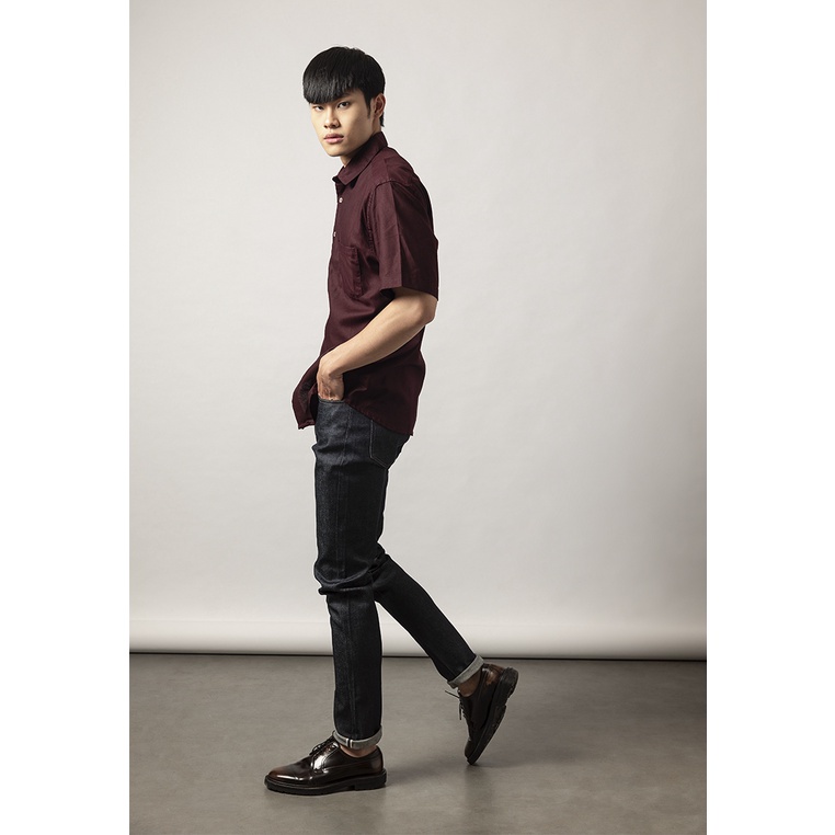 LARUSSO Kemeja Basic Oxford Rami Pendek - Burgundy L001RAMAYANA JAKTIM