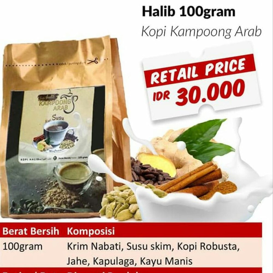 

Kopi Kampoong Arab Susu Halib 100 gr 100gr Kopinya Kopi Robusta Rempah