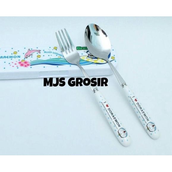 ➭ Sendok garpu makan anak Karakter - Sendok makan Stainless Steel + box ➮