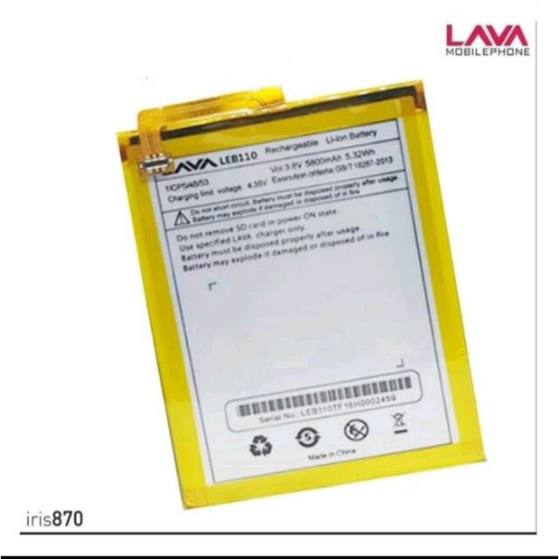 Baterai Handphone Lava iris 870 LEB110 Double Power Lava iris 870 Batre HP Lava Iris 870 Batu Batre 