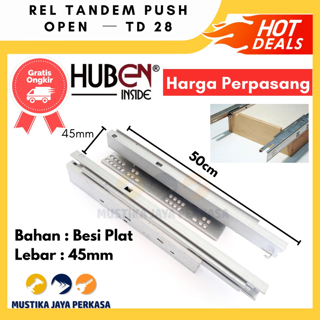 Rel Laci Tandem Huben 50 cm Rel Push Open Huben TD - 28 Bukan Taco