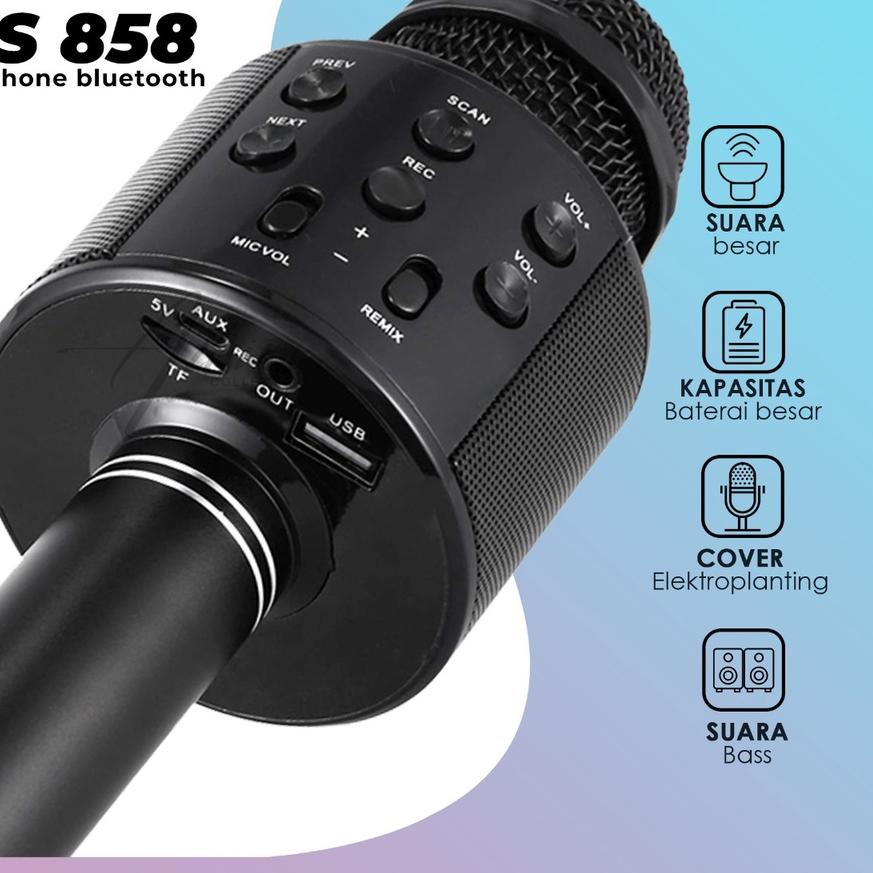 Big Sale - MS   HARGA TER Microphone Karaoke Mic Bluetooth Ws 858 Speaker Mike Ws 858 Mikropon Blutu